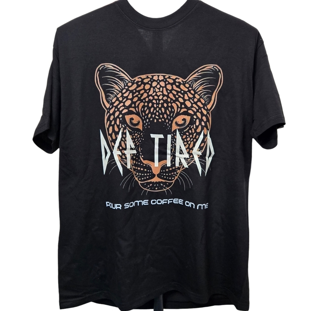 Graphic Tee with Leopard Design, Def Tired Shirt, Tshirt Funny Womens